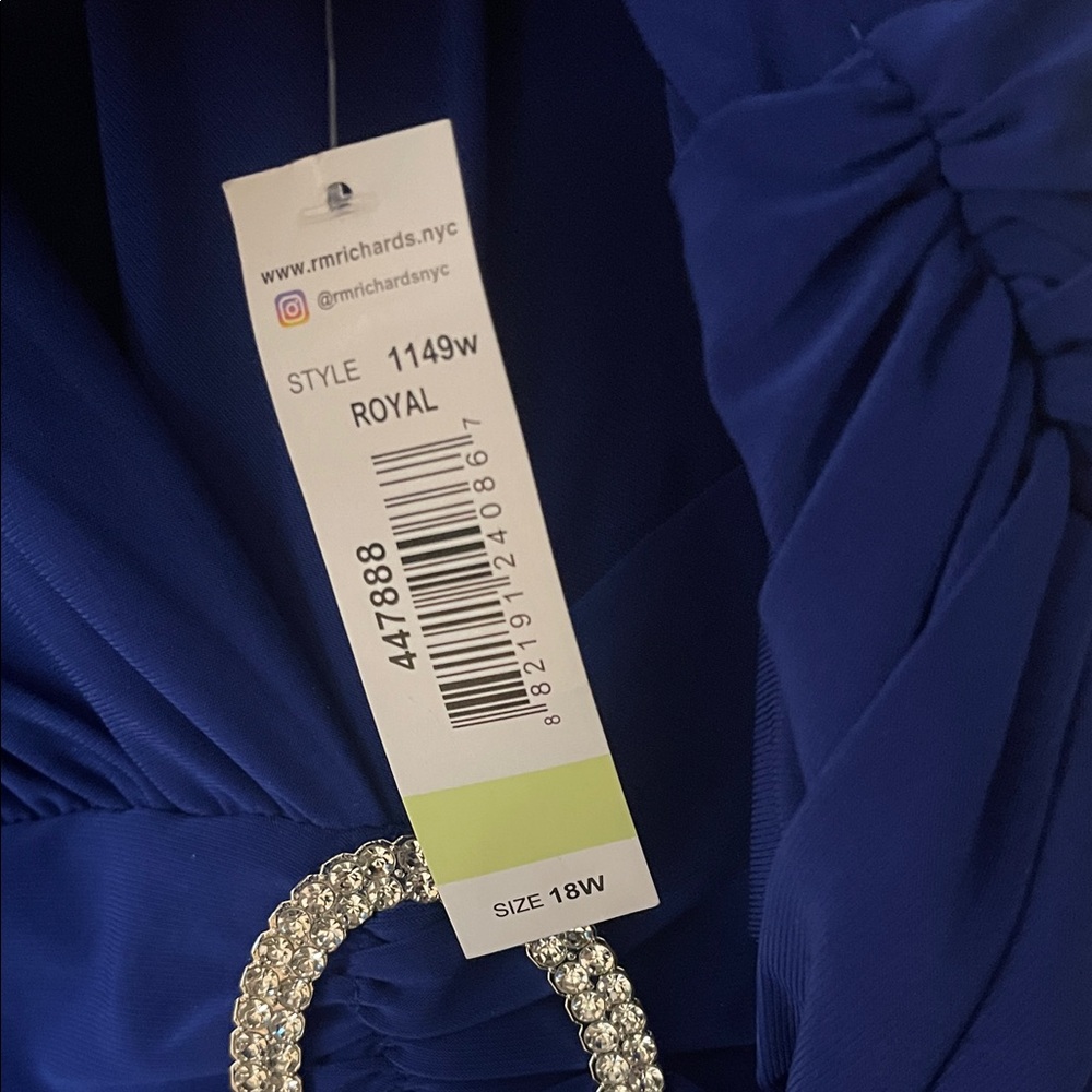 R&M Richards Royal Blue V-Neck Midi Dress with Waist Ring NWT - Picture 10 of 13